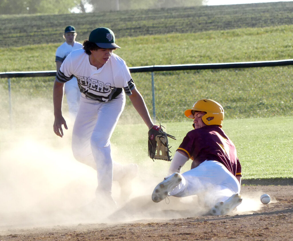Trenton Vollink enjoyed a big game on the basepaths against Trinity Christian, stealing five bases.